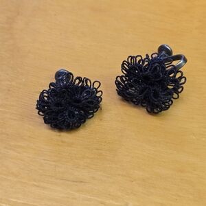 Vintage hand tatted clip on earrings